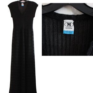 M Missoni Collection Lurex Black Knit Maxi Dress